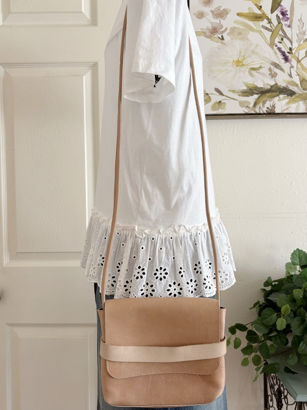 Able Taupe Leather Crossbody Bag
